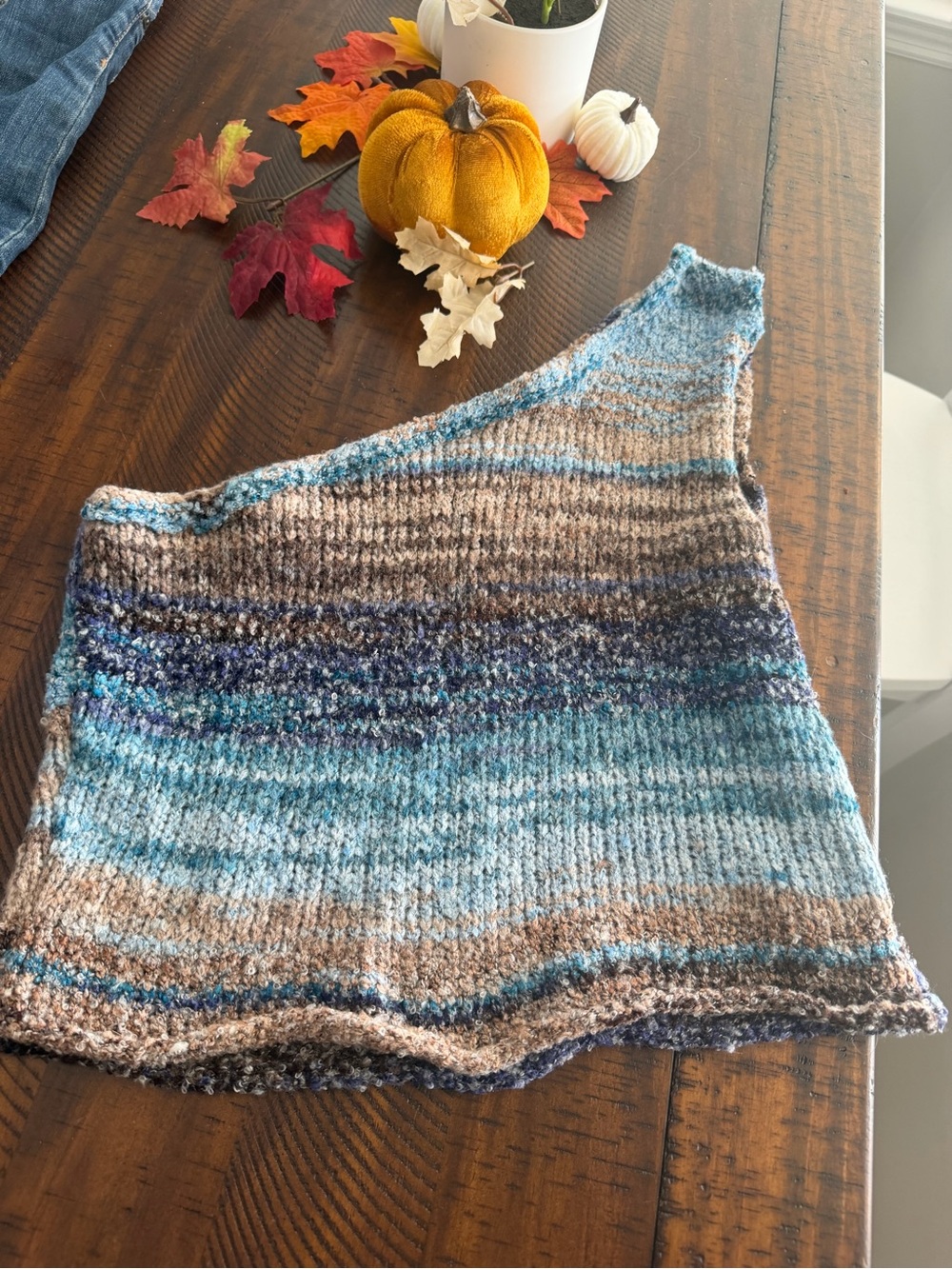 Soft to skin Knit Multicolor Stripe Women's Skirt — Blue & Brown